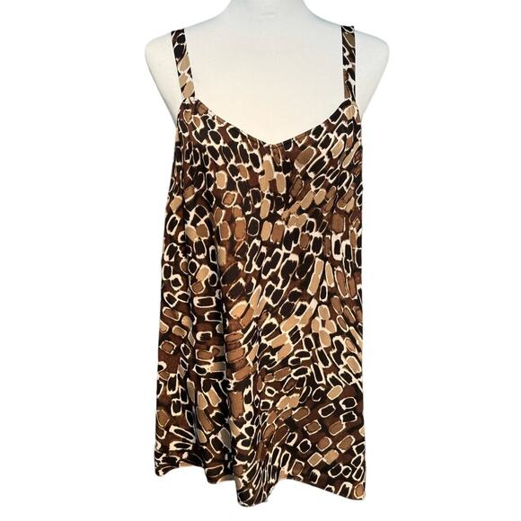 Chico's Silk Animal Print Sheer Tunic Shirt & Tank Boho Set Women XL Brown Black - Picture 3 of 14